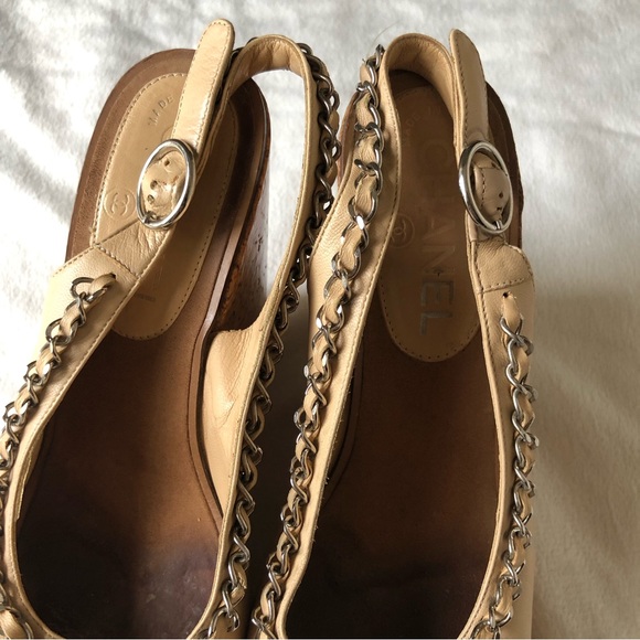 Chanel Chain Link CC Cork & Leather Wedges EU36 - Picture 11 of 16